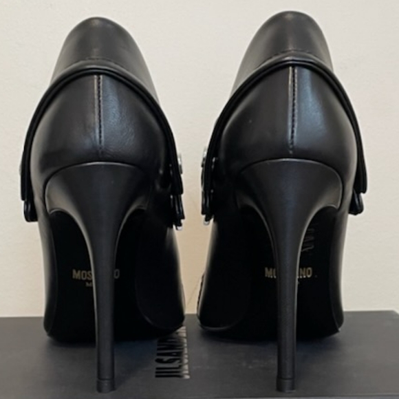Moschino Biker Nappa Leather Pumps Black Women's size eur 37 or US 7 - Picture 5 of 9